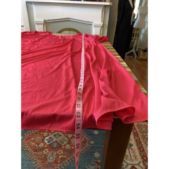 Vintage Miss Elaine Hot Pink Nightgown 3X 4X Mid Length Lace Trim Nightie - Picture 10 of 12
